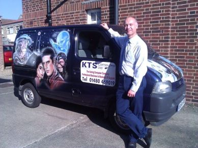 Ken Seymour, director of KTS Computers, by their company van
